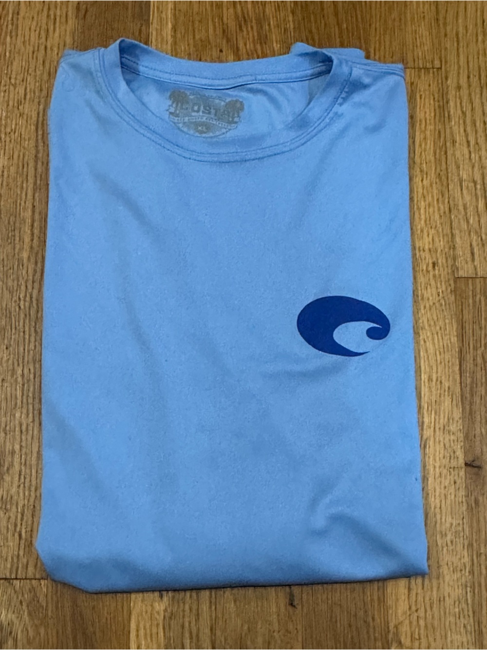 Costa Light Blue Men’s Long Sleeve Rash Guard with Navy Wave Logo